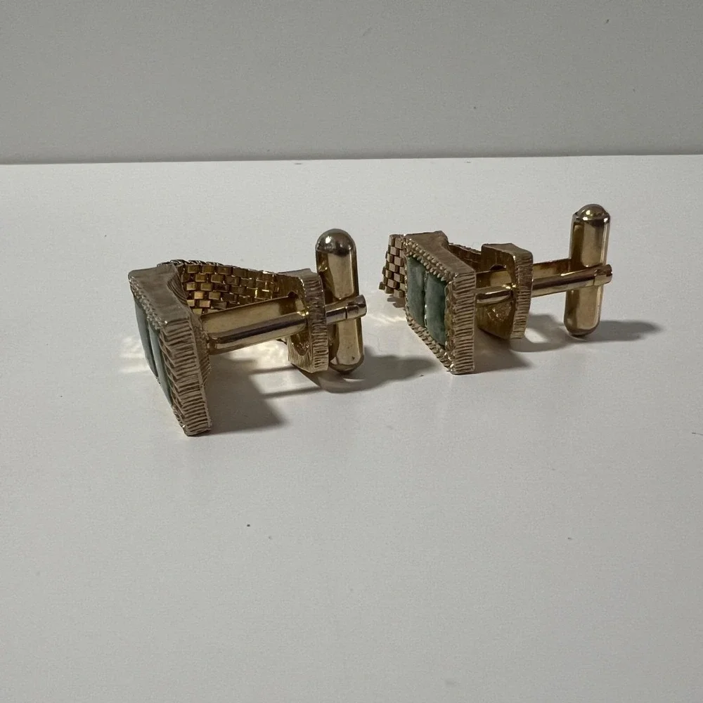 Vintage Mens Cufflinks Lot 4 Pair Swank Anson Silver Gold Green Stone Boxed